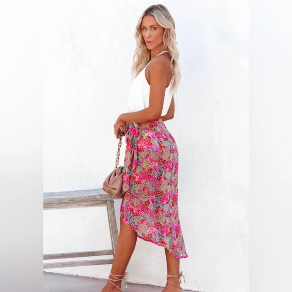 Floral Wrap Midi Skirt - Picture 4 of 6